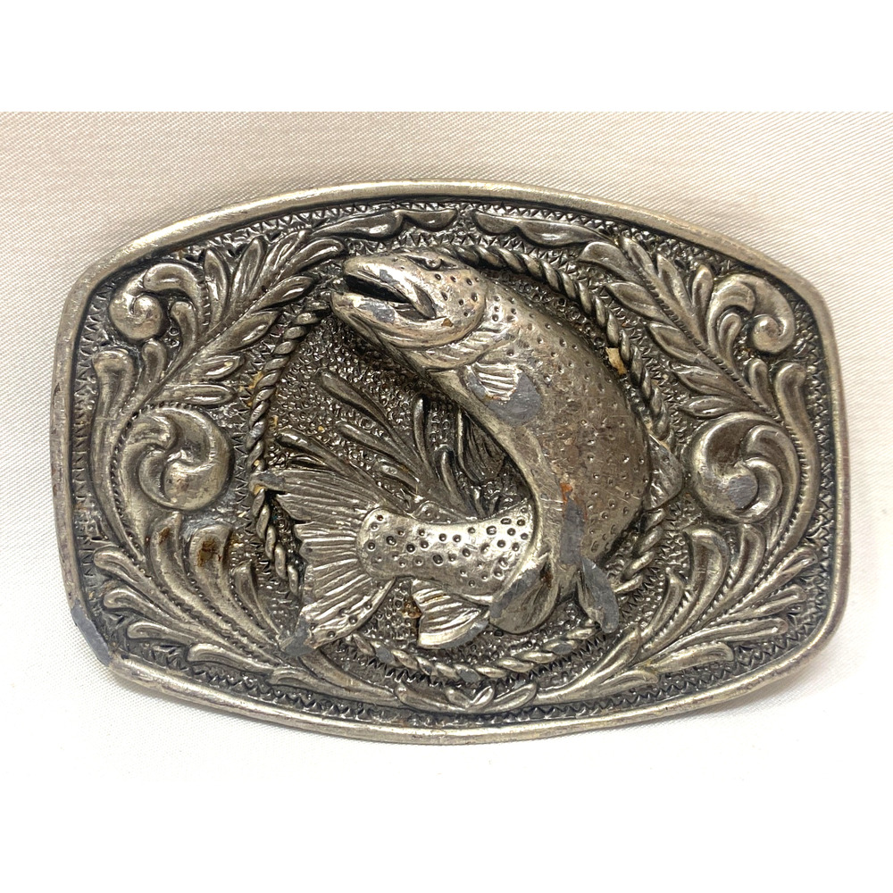 Vintage Fish Belt Buckle Ivan Leathercraft 1980 Metal